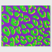 ヒョウ柄グリーンパープルイエロー ラッピングペーパー (フラット)