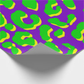 ヒョウ柄グリーンパープルイエロー ラッピングペーパー (角)