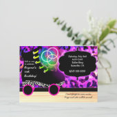 ヒョウ柄グロー スケート ローラー スケーティング 招待状 (スタンド正面)