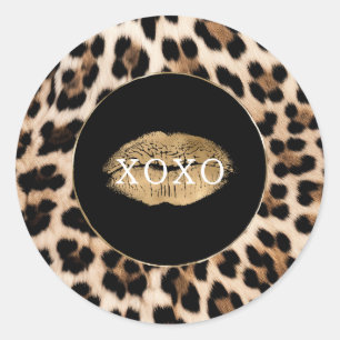 ヒョウ柄ゴールドリップXOXO ラウンドシール