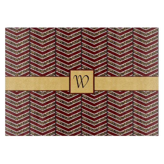 ヒョウ柄シェブロンガラス切削板 カッティングボード (正面)