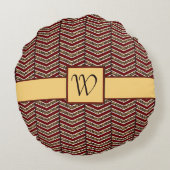 ヒョウ柄シェブロン丸ピロー ラウンドクッション (裏面)