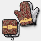 ヒョウ柄シェブロン 鍋つかみ&鍋敷きセット (正面/裏面)