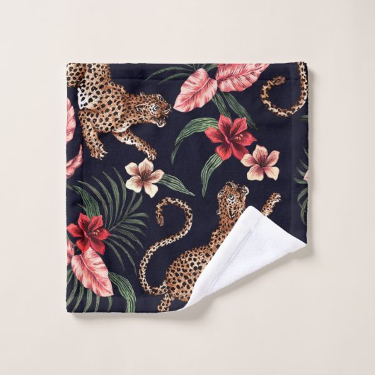 ヒョウ柄シャワーカーテン ウォッシュタオル (ウォッシュタオル)