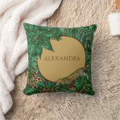 ヒョウ柄ジャングルグリーン葉 クッション (ブランケット)