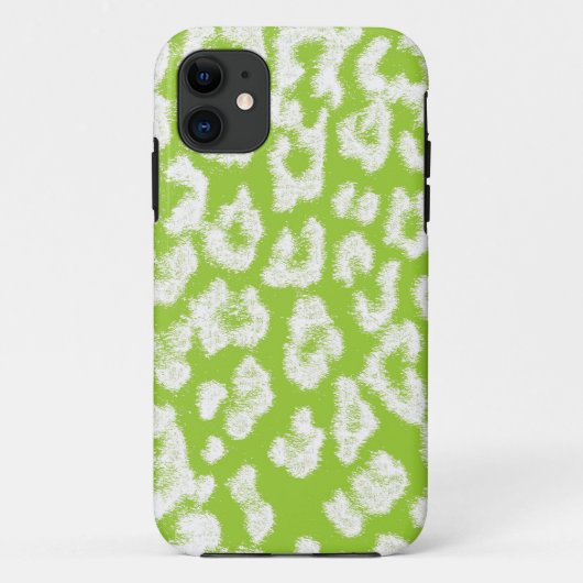 ヒョウ柄スキンファー、ライムとホワイト Case-Mate iPhoneケース (裏面)