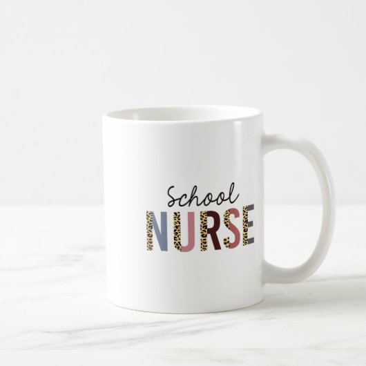 ヒョウ柄スクールナース 半袖Tシャツ 学校に戻ろう コーヒーマグカップ (右)