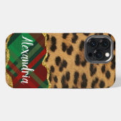 ヒョウ柄チェック iPhoneケース (裏面横)