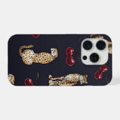 ヒョウ柄チェリーフォンケース iPhoneケース (裏面横)