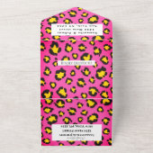 ヒョウ柄チータピンクサファリ結婚動物 オールインワン招待状 (外側)