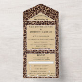 ヒョウ柄チータブラウンサファリ結婚動物 オールインワン招待状 (内側)