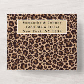 ヒョウ柄チータブラウンサファリ結婚動物 オールインワン招待状 (裏面)