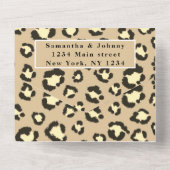 ヒョウ柄チータブラウンサファリ結婚動物 オールインワン招待状 (裏面)