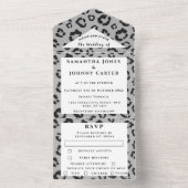 ヒョウ柄チーターグレーサファリ結婚アニマル オールインワン招待状 (内側)