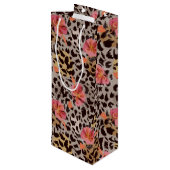 ヒョウ柄トロピカルピンクの花 ワインギフトバッグ (裏面アングル)