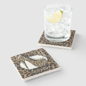 ヒョウ柄ハイヒールファッションMOMコースター ストーンコースター (横)