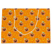 ヒョウ柄ハロウィーンパターン ラージペーパーバッグ (正面)