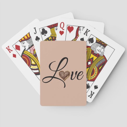 ヒョウ柄ハートラブデザイン トランプ (裏面)