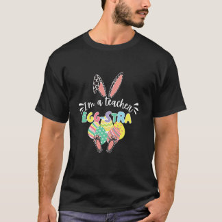 ヒョウ柄バニーイースター先生イースター教室エッグ Tシャツ