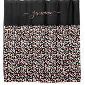 ヒョウ柄バラ金ゴールドガーリーシャワーカーテン シャワーカーテン (正面)