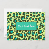 ヒョウ柄パターンイエローターコイズカラー ポストカード (正面/裏面)