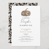 ヒョウ柄パンプキン秋ベイビーシャワー 招待状 (正面/裏面)