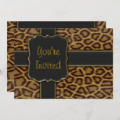 ヒョウ柄パーティー招待状テンプレート 招待状 (正面/裏面)