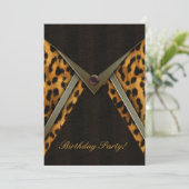 ヒョウ柄パーティー招待状テンプレート 招待状 (スタンド正面)