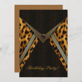 ヒョウ柄パーティー招待状テンプレート 招待状 (正面/裏面)