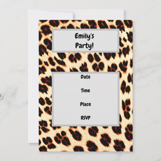 ヒョウ柄パーティー招待状 招待状 (正面)