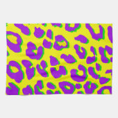 ヒョウ柄パープルイエローグリーン キッチンタオル (横)