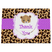 ヒョウ柄パープルクローバーありがとう ラージペーパーバッグ (正面)