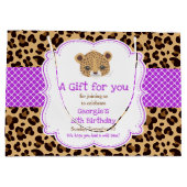 ヒョウ柄パープルクローバーありがとう ラージペーパーバッグ (裏面)