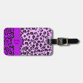 ヒョウ柄パープルブラックモノグラム荷物タグ ラゲッジタグ (正面横)
