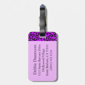 ヒョウ柄パープルブラックモノグラム荷物タグ ラゲッジタグ (裏面縦)