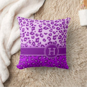 ヒョウ柄パープルモノグラム装飾用クッション クッション (ブランケット)