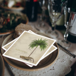 ヒョウ柄パームエレガントパーソナル スタンダードカクテルナプキン