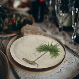 ヒョウ柄パームエレガントパーソナル ペーパープレート