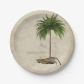 ヒョウ柄パームエレガントパーソナル ペーパープレート (正面)