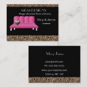 ヒョウ柄ピンクのソファトレンディーインテリア 名刺 (正面/裏面)