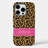 ヒョウ柄ピンクパーソナライズされた Case-Mate iPhoneケース (裏面)
