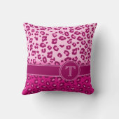 ヒョウ柄ピンクモノグラム装飾用クッション クッション (裏面)