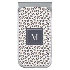 ヒョウ柄ピンクモノグラム シルバー マネークリップ