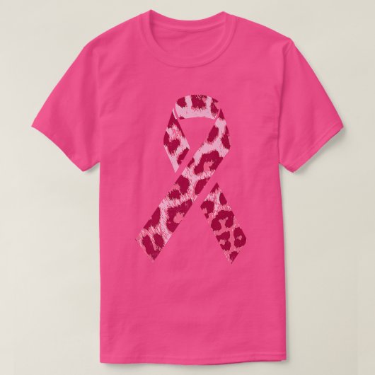 ヒョウ柄ピンクリボン乳癌認識度 Tシャツ (デザイン正面)