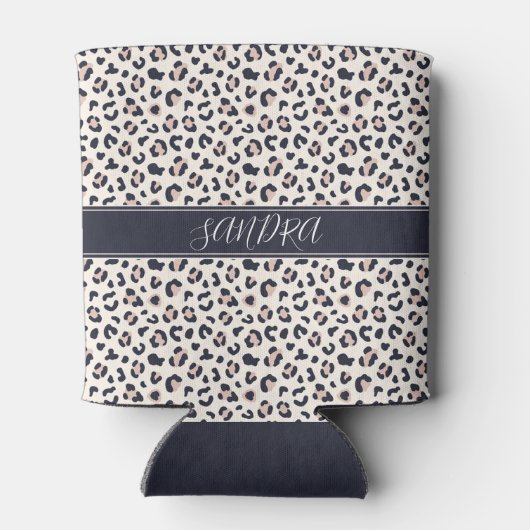 ヒョウ柄ピンク名前をカスタムする 缶クーラー (裏面)