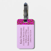 ヒョウ柄ピンク茶色のモノグラム荷物タグ ラゲッジタグ (裏面縦)