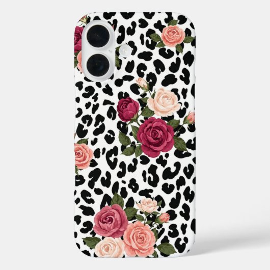 ヒョウ柄フラワースマホケース 薔薇 Case-Mate iPhoneケース (裏面)