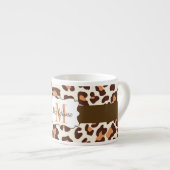 ヒョウ柄ブラウンタンクリームエスプレッソマグ エスプレッソカップ (正面右)