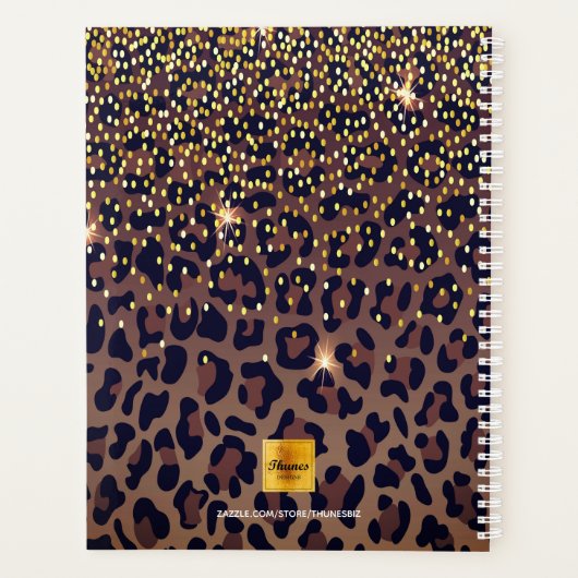 ヒョウ柄ブラウン黒やる気を起こさせる2023 プランナー手帳 (裏面)