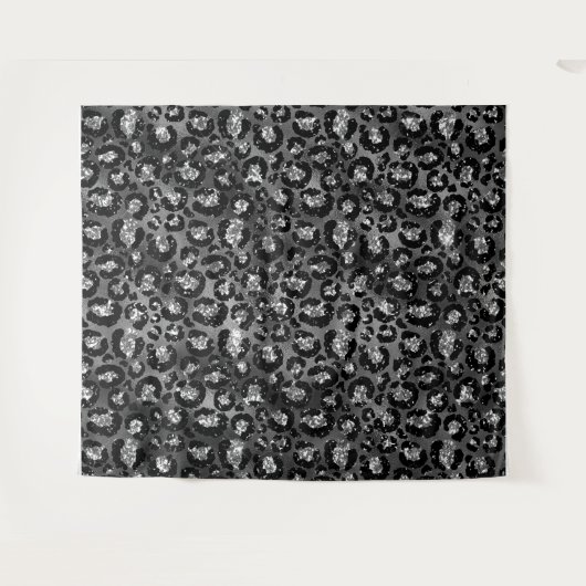 ヒョウ柄ブラックとシルバーグレー タペストリー (正面(横))